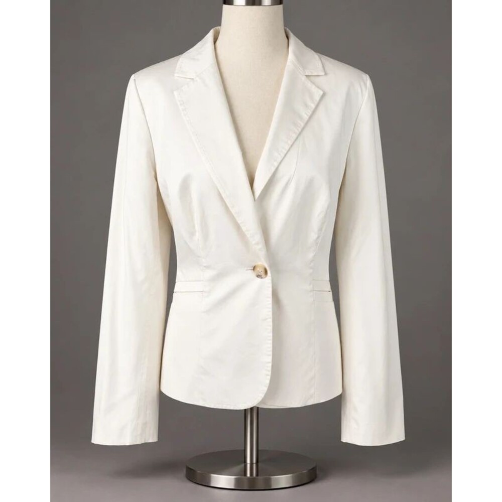 Ann Taylor LOFT Blazer Old Money Minimalist Tailored White Womens 10